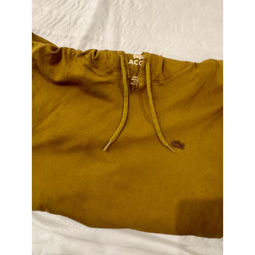 Lacoste Devanlay Men's Cotton Pullover Hoodie Sz 4/M Mustard Olive Preppy French - Picture 10 of 13